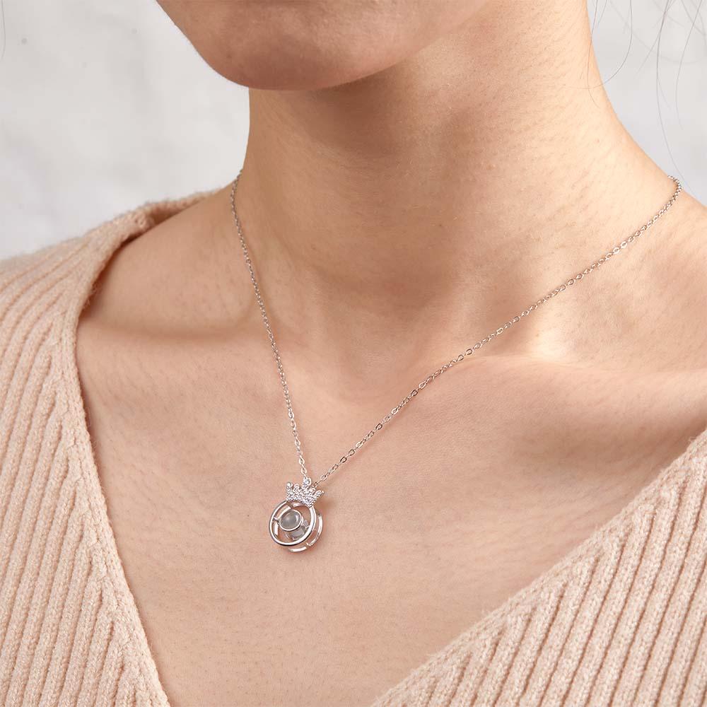 Custom Photo Projection Necklace Fashion Crown Gifts-Blongser