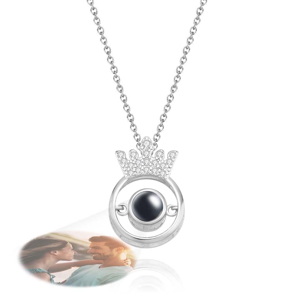 Custom Photo Projection Necklace Fashion Crown Gifts-Blongser