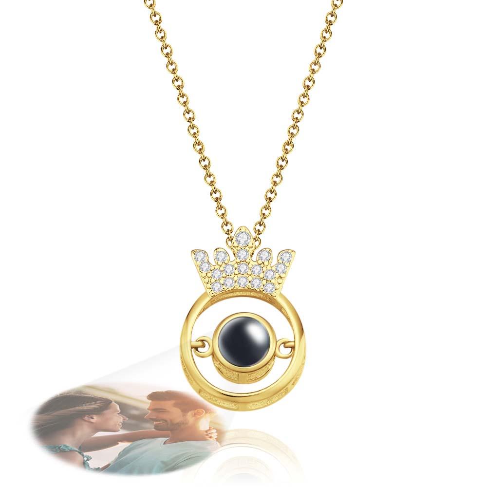 Custom Photo Projection Necklace Fashion Crown Gifts-Blongser