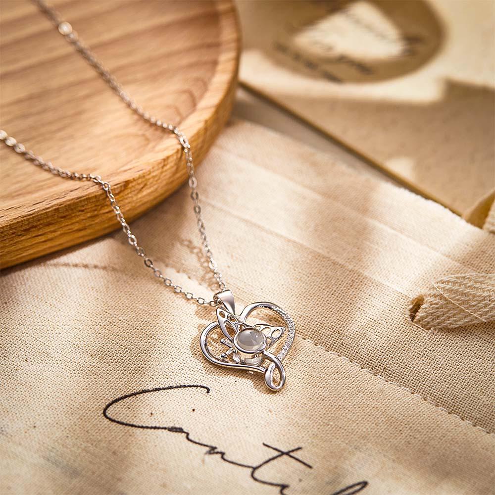 Custom Photo Projection Necklace Creative Butterfly Unique Gifts-Blongser