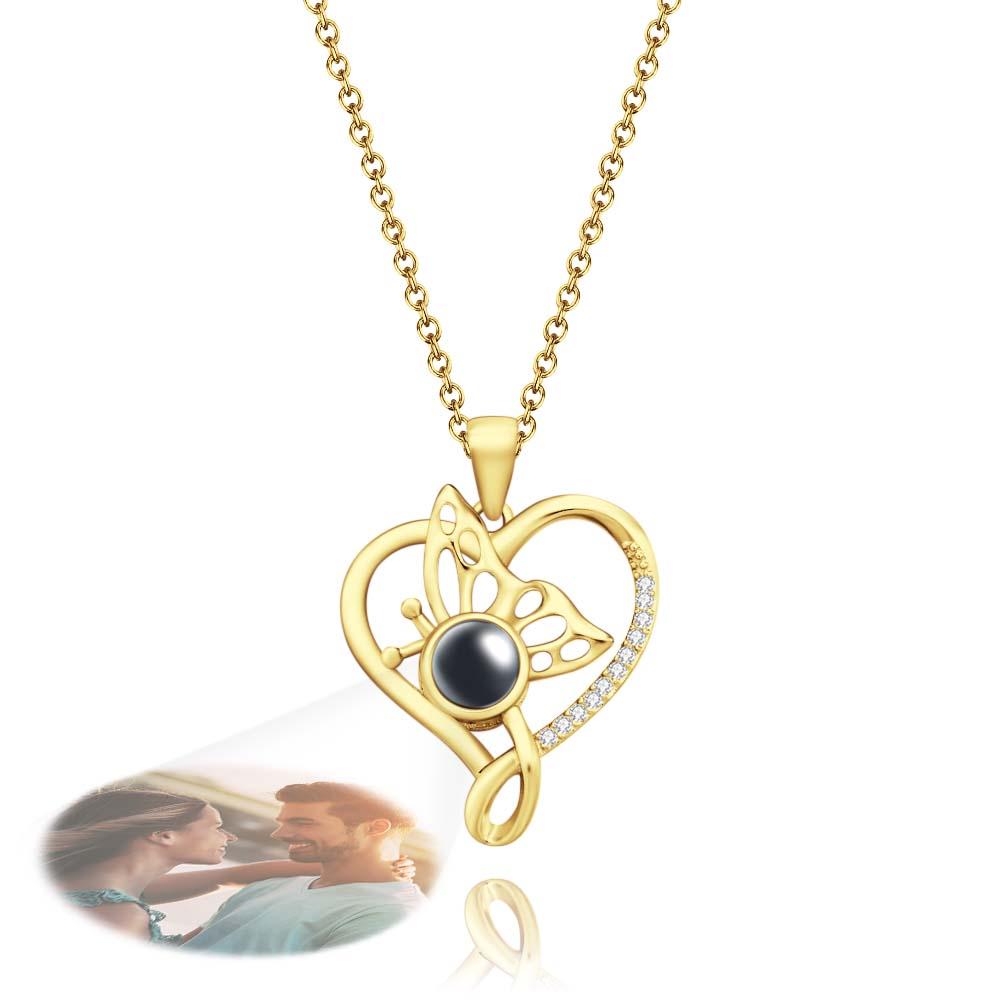 Custom Photo Projection Necklace Creative Butterfly Unique Gifts-Blongser