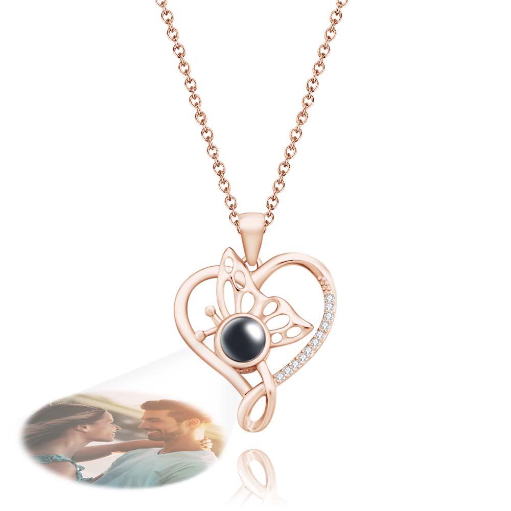 Custom Photo Projection Necklace Creative Butterfly Unique Gifts-Blongser