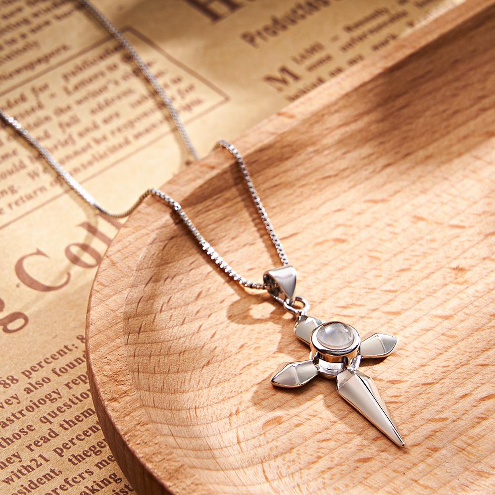 Custom Projection Necklace Love Sword a Pair Gifts for Couple-Blongser