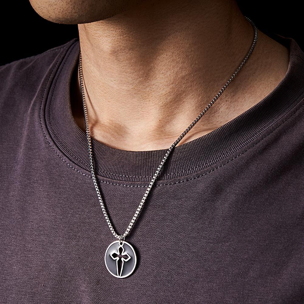 Custom Projection Necklace Love Sword a Pair Gifts for Couple-Blongser