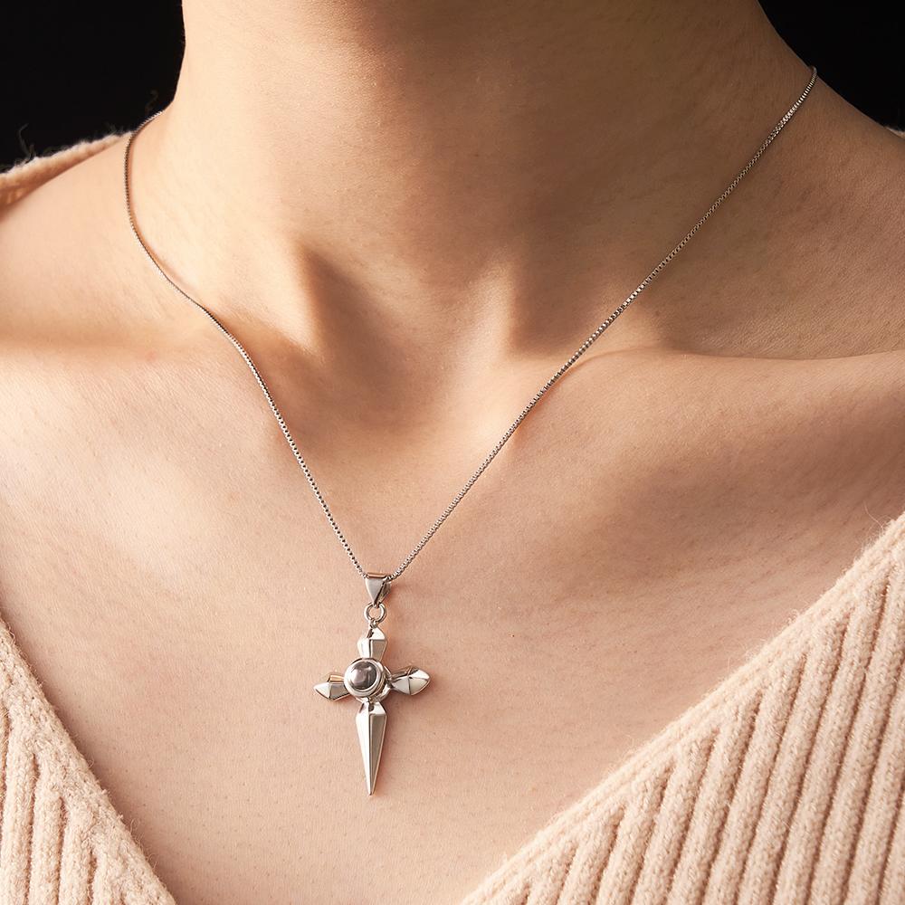 Custom Projection Necklace Love Sword a Pair Gifts for Couple-Blongser