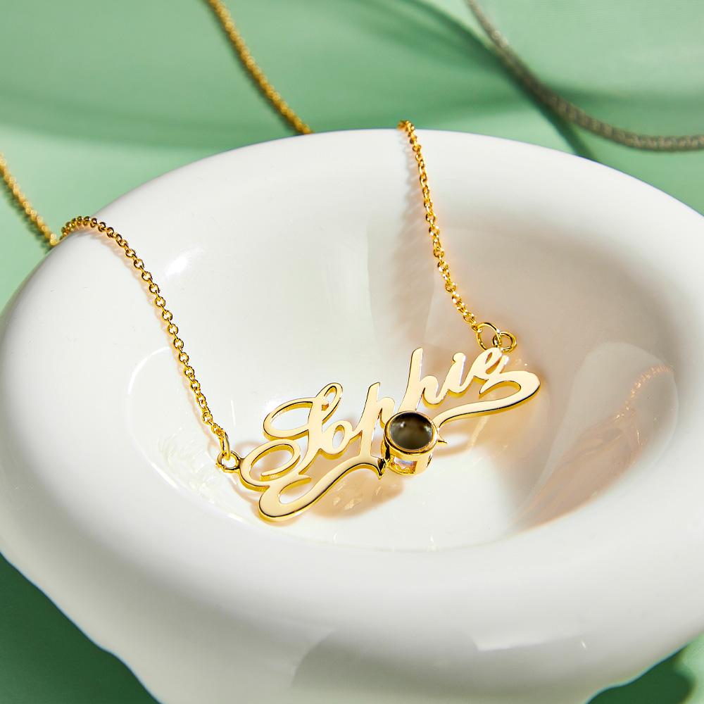 Custom Projection Neckalce with Name Simple Gifts for Couple-Blongser