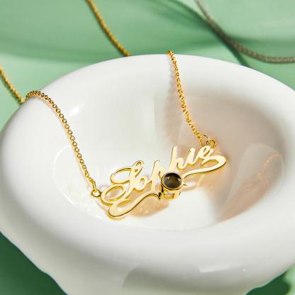 Custom Projection Neckalce with Name Simple Gifts for Couple-Blongser