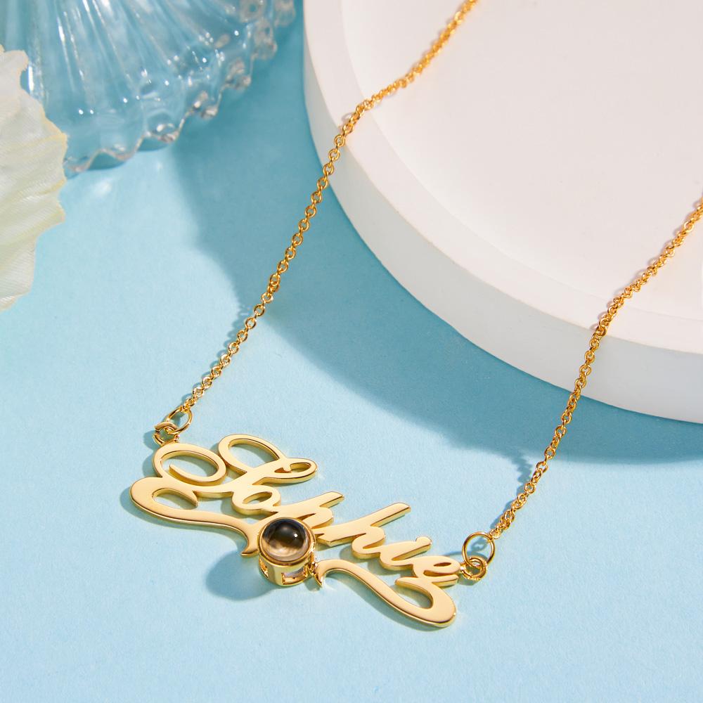 Custom Projection Neckalce with Name Simple Gifts for Couple-Blongser