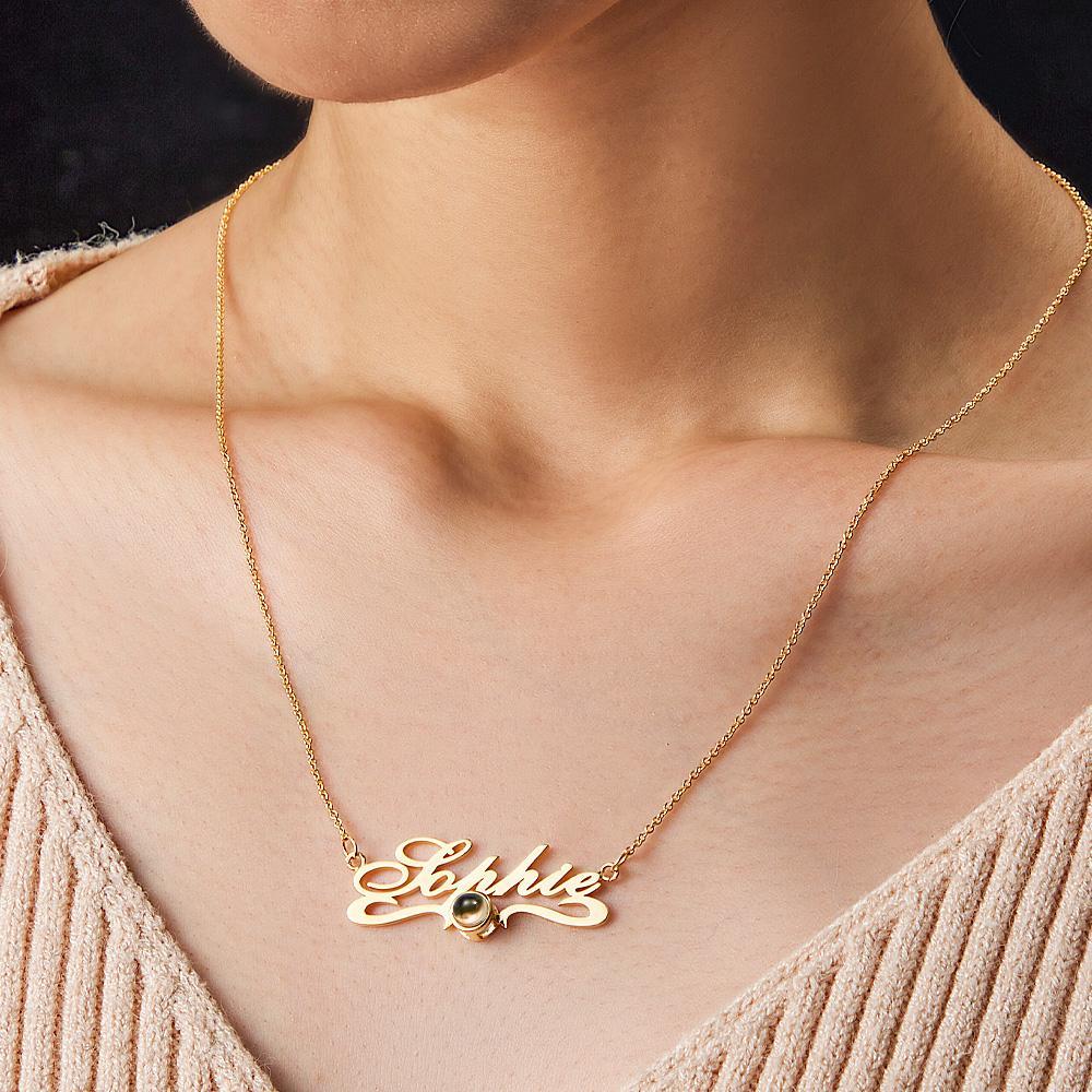 Custom Projection Neckalce with Name Simple Gifts for Couple-Blongser