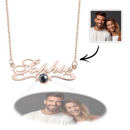 Custom Projection Neckalce with Name Simple Gifts for Couple-Blongser