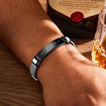 Engraved Morse Code Bracelet Men's Bracelet Stainless Steel Black-Blongser