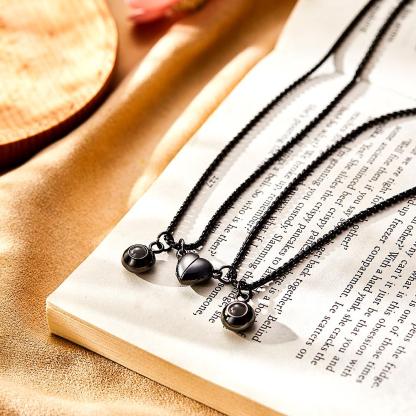 Photo Projection Magnetic Necklace Romantic Memorial Picture Couple Necklace-Blongser