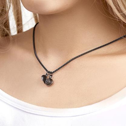 Photo Projection Magnetic Necklace Romantic Memorial Picture Couple Necklace-Blongser