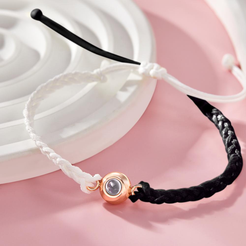 Custom Photo Projection Bracelet Black and White Colorblock Bracelet Creative Gift-Blongser