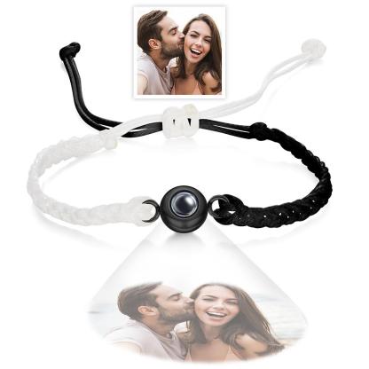 Custom Photo Projection Bracelet Black and White Colorblock Bracelet Creative Gift-Blongser