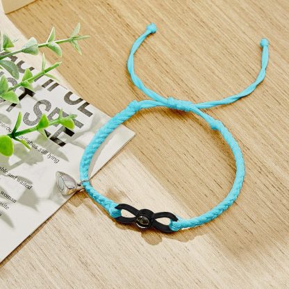 Custom Photo Projection Bracelet Woven Heart Magnetic Bracelet Gift for Couple-Blongser