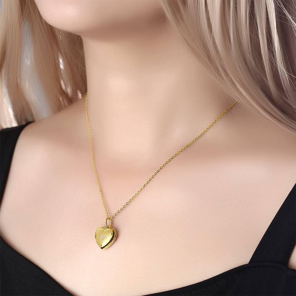 Personalized Heart Locket Photo Necklace for Women-Blongser