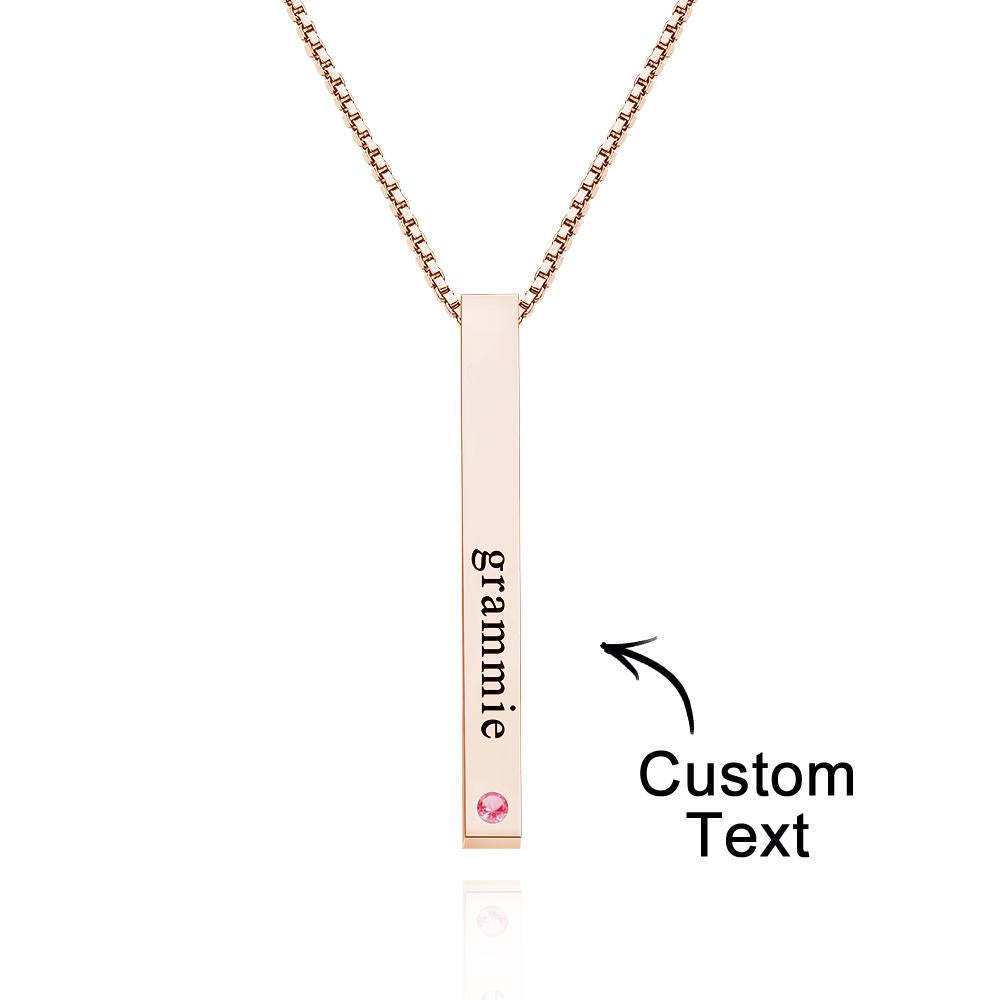 Custom Engraved Birthstone Necklace Bar Simple Gifts-Blongser