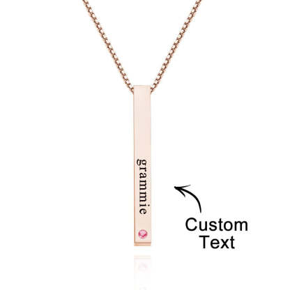 Custom Engraved Birthstone Necklace Bar Simple Gifts-Blongser