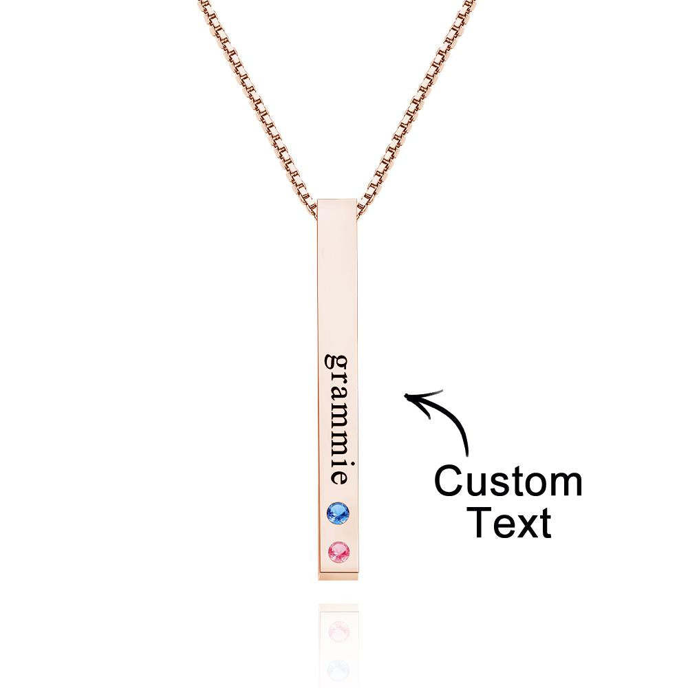 Custom Engraved Birthstone Necklace Bar Simple Gifts-Blongser