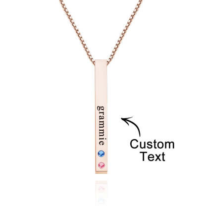 Custom Engraved Birthstone Necklace Bar Simple Gifts-Blongser