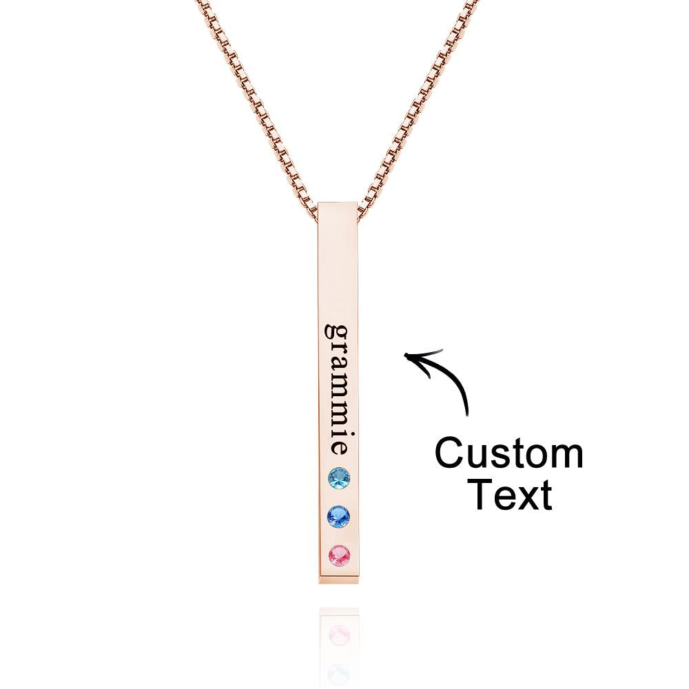 Custom Engraved Birthstone Necklace Bar Simple Gifts-Blongser