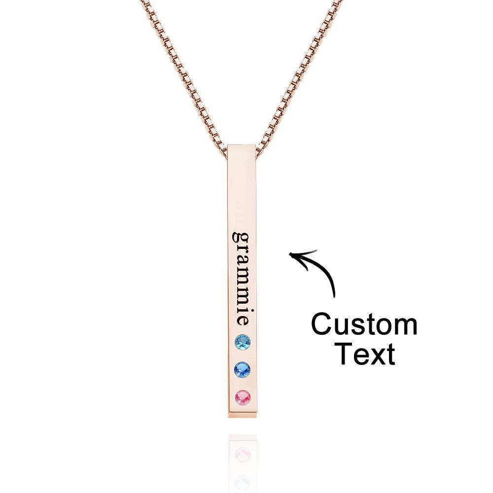 Custom Engraved Birthstone Necklace Bar Simple Gifts-Blongser