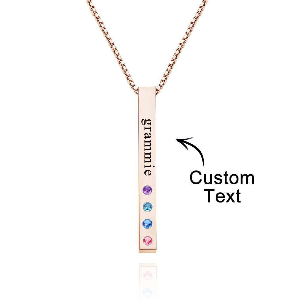 Custom Engraved Birthstone Necklace Bar Simple Gifts-Blongser