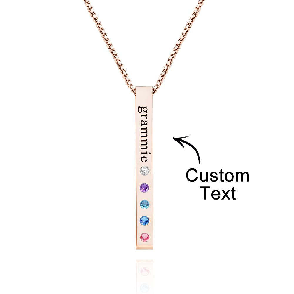 Custom Engraved Birthstone Necklace Bar Simple Gifts-Blongser