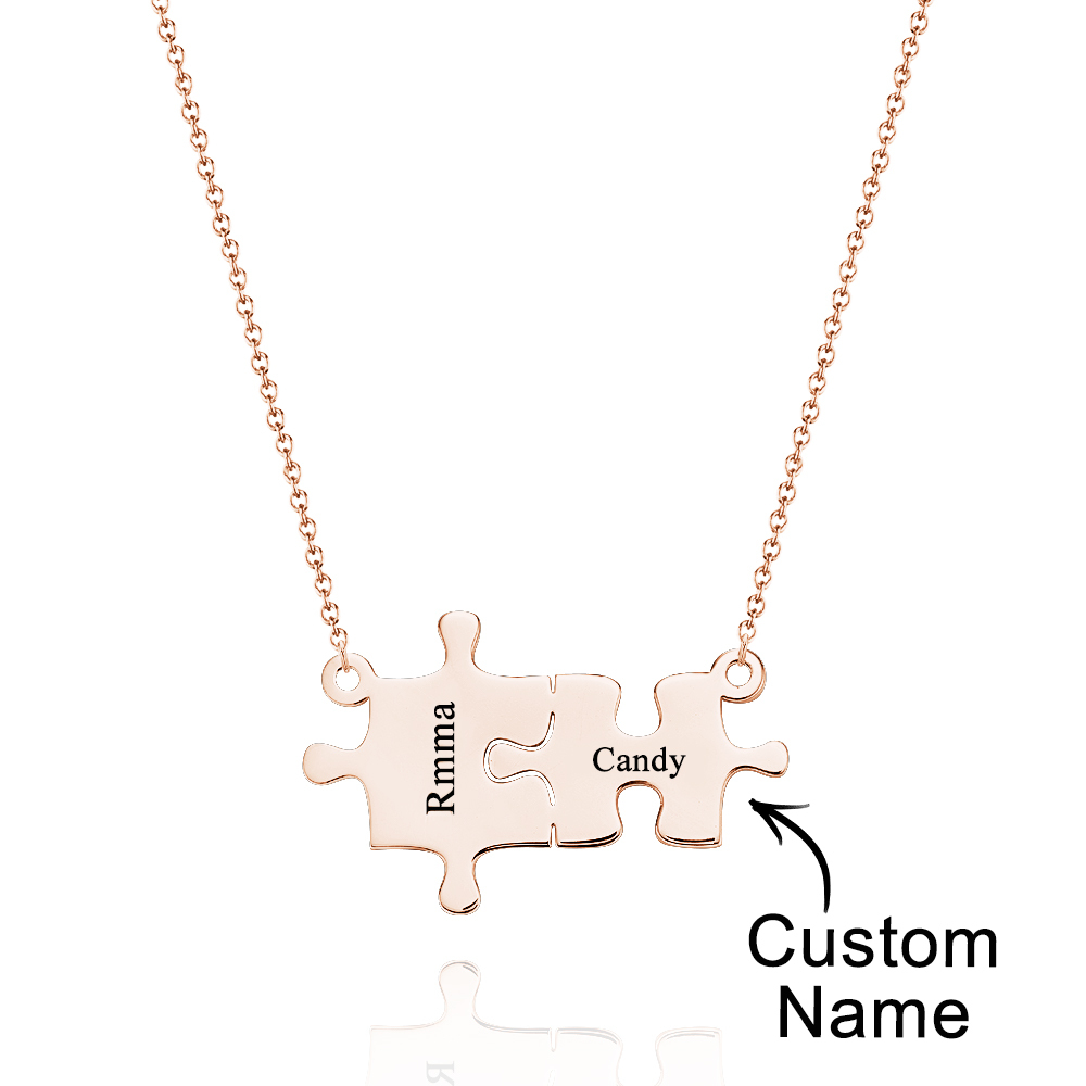 Personalized Puzzle Necklace Custom Name Engraved Necklace Jewelry Gift for Her-Blongser