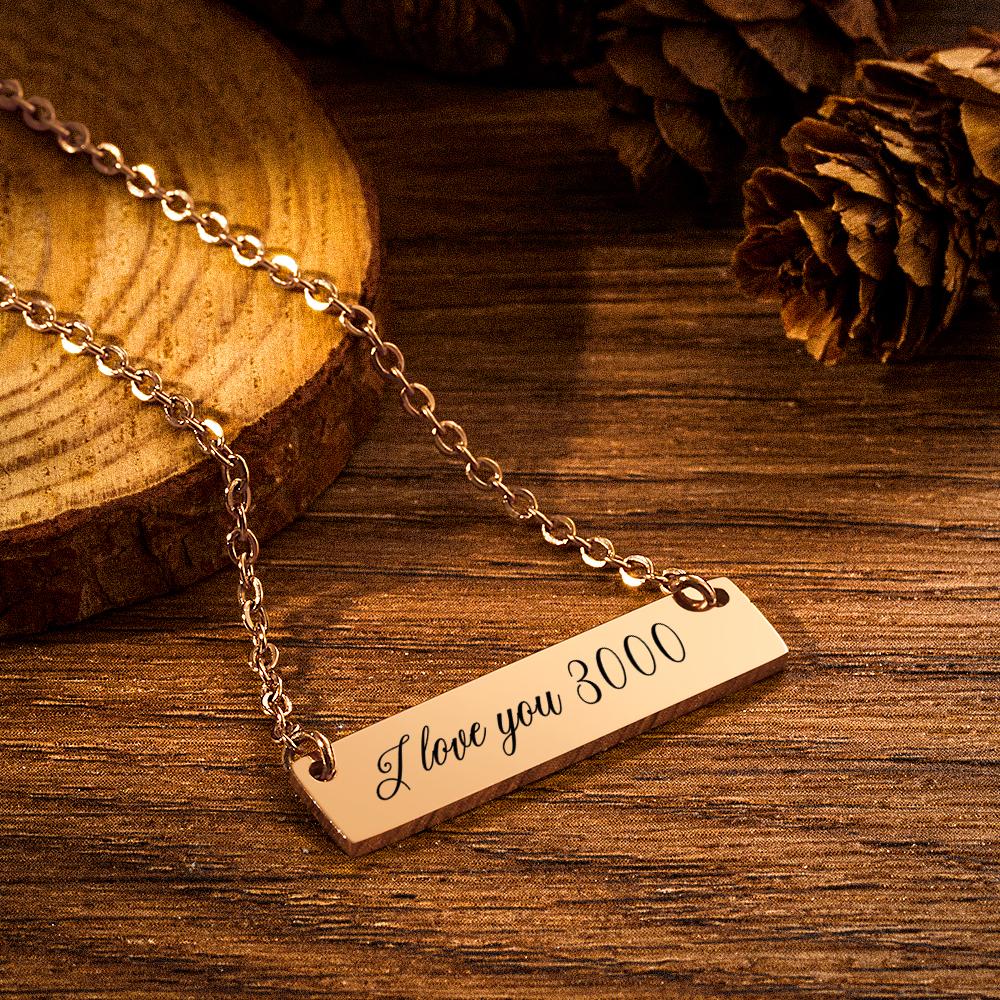 I love you 3000 necklace Custom Engraved Bar Necklace Avengers necklace Gift for her Gift for Marvel Fans-Blongser