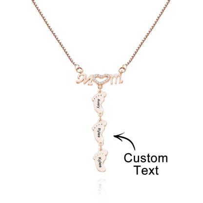 Custom Engraved Necklace Family Feet Mother's Day Gifts-Blongser