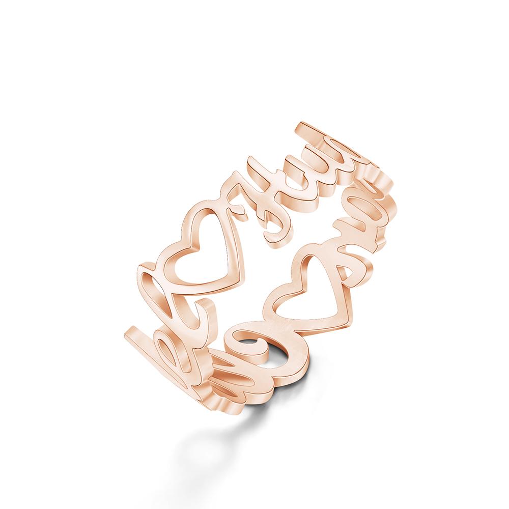 Custom Heart-Shaped Double Names Ring for Women-Blongser