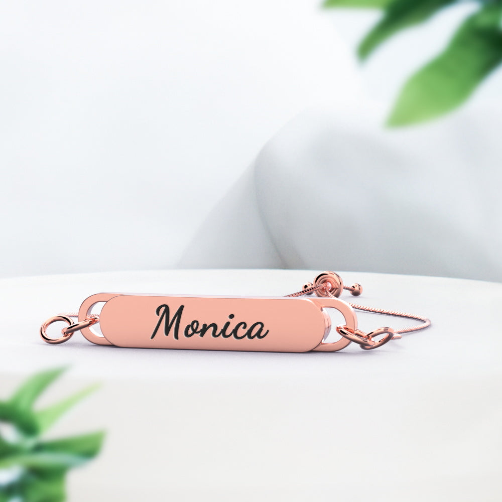 Custom Engraved Bar Bracelet - Length Adjustable-Blongser