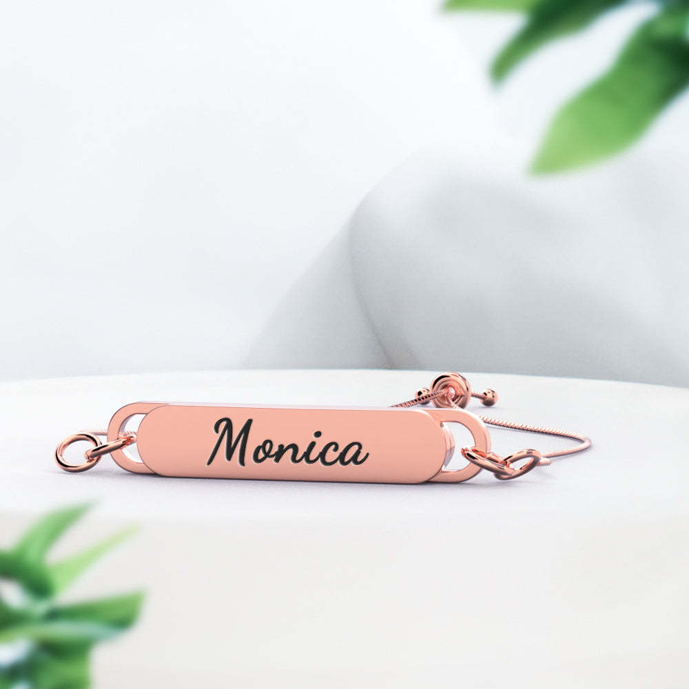 Custom Engraved Bar Bracelet - Length Adjustable-Blongser