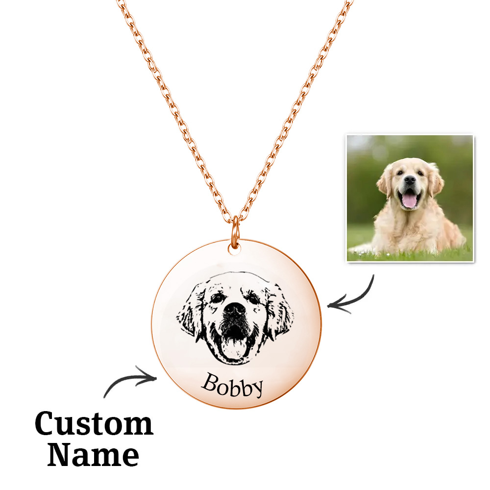 Custom Pet Photo Engraved Name Necklace – A Heartfelt Keepsake-Blongser