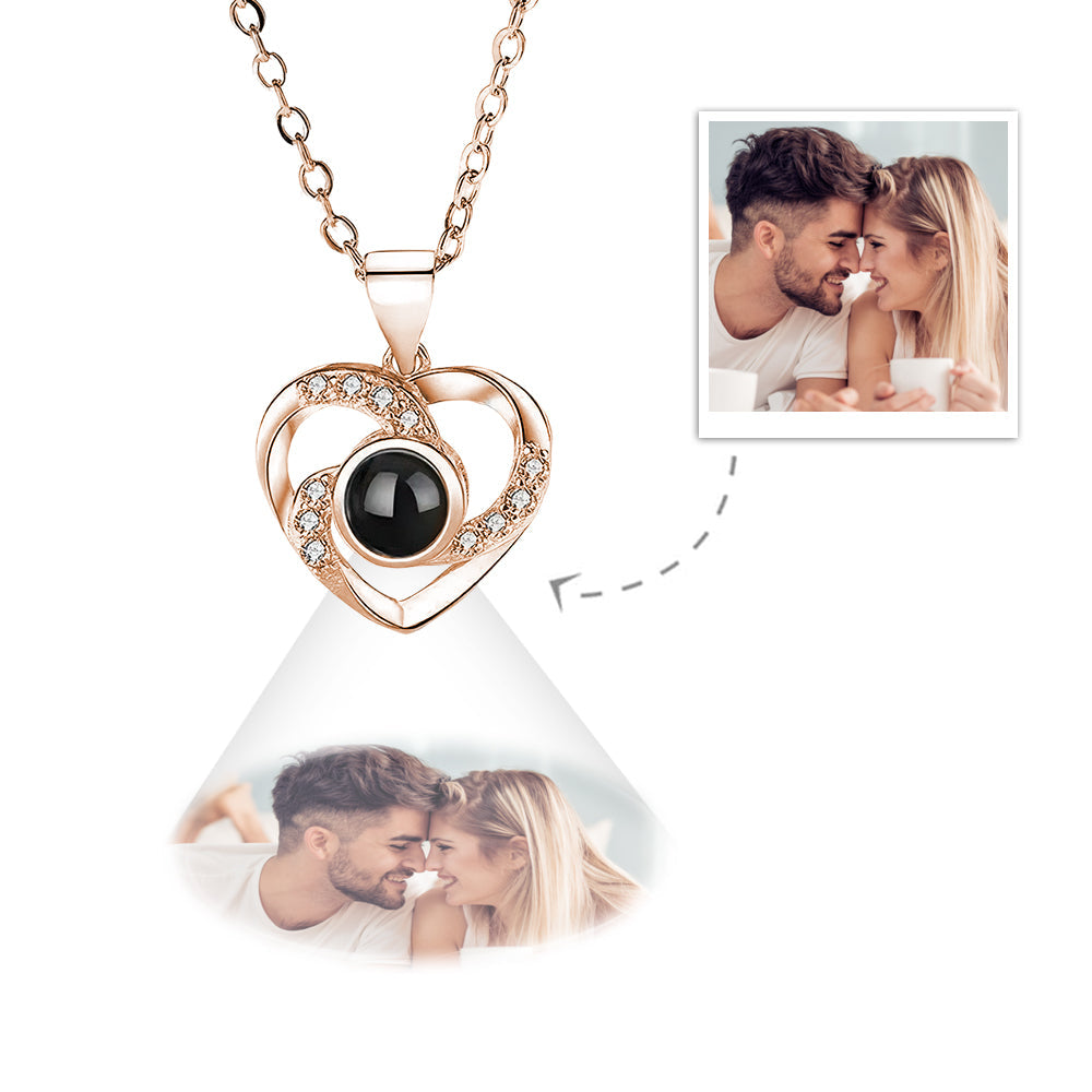 Custom Projection Necklace Elegant Heart Photo Necklace Gift for Her-Blongser