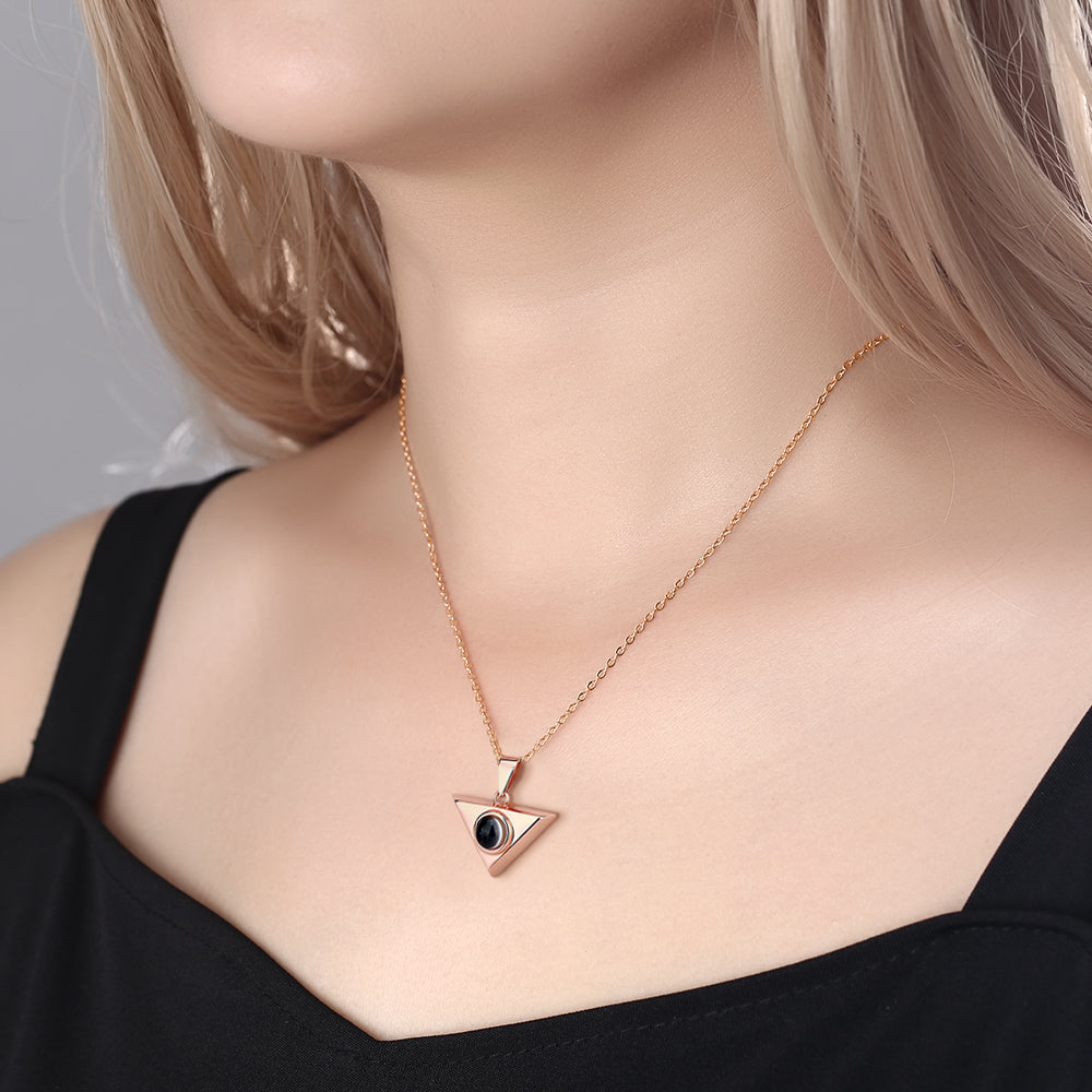 Custom Projection Necklace Triangle Photo Necklace Gift for Couples-Blongser