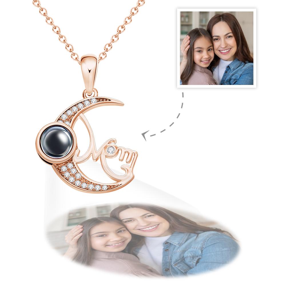 Custom Photo Projection Necklace Moon Pendant Necklace Gift for Mom-Blongser