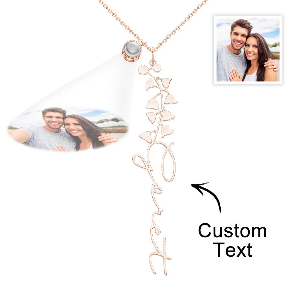 Custom Birth Flower Photo Projection Name Necklace Creative Gift for Women-Blongser