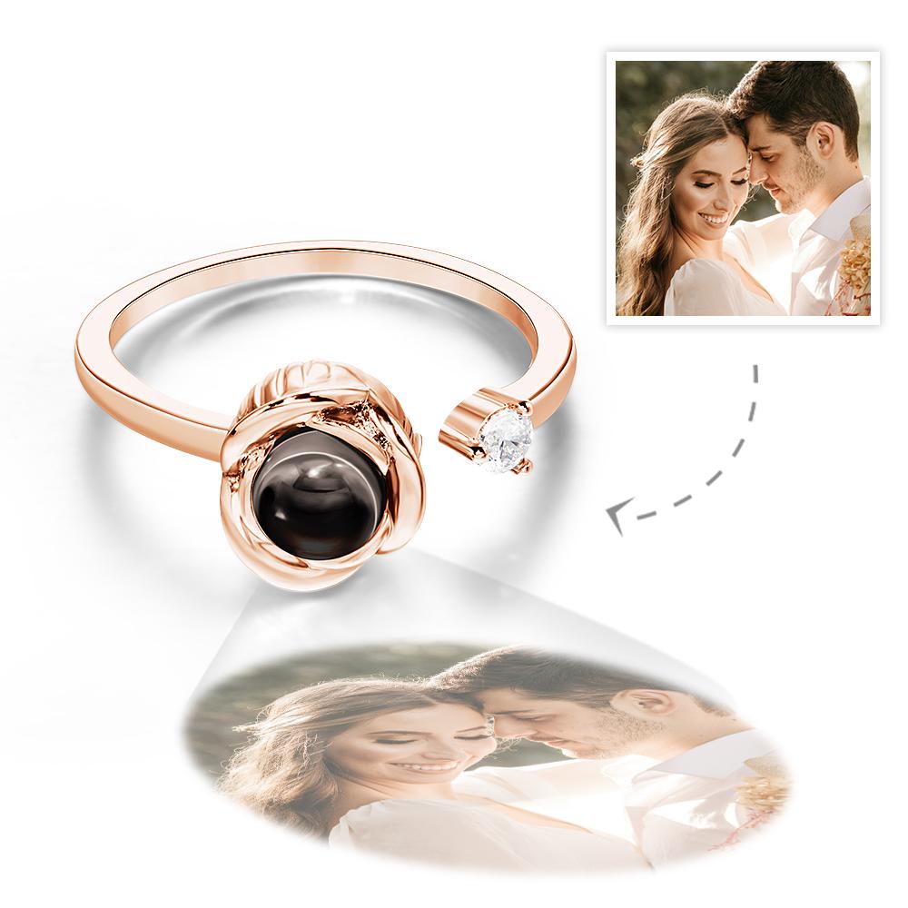 Custom Projection Ring Personalized Photo Open Ring for Women-Blongser