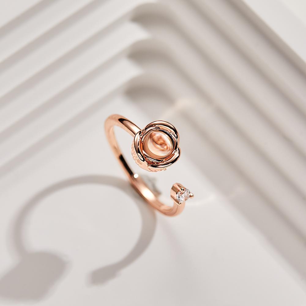 Custom Projection Ring Personalized Photo Open Ring for Women-Blongser