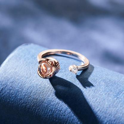 Custom Projection Ring Personalized Photo Open Ring for Women-Blongser