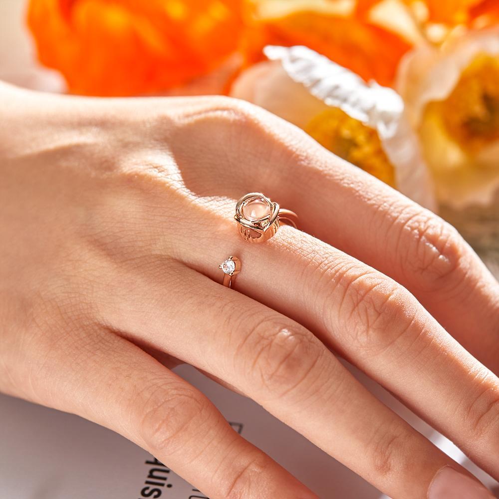 Custom Projection Ring Personalized Photo Open Ring for Women-Blongser
