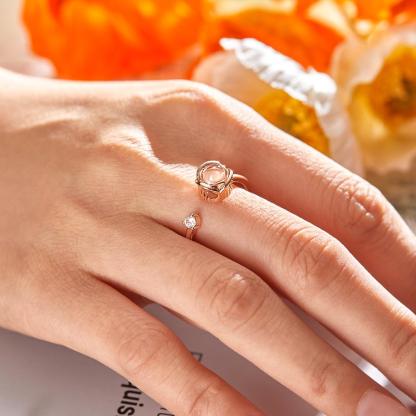 Custom Projection Ring Personalized Photo Open Ring for Women-Blongser