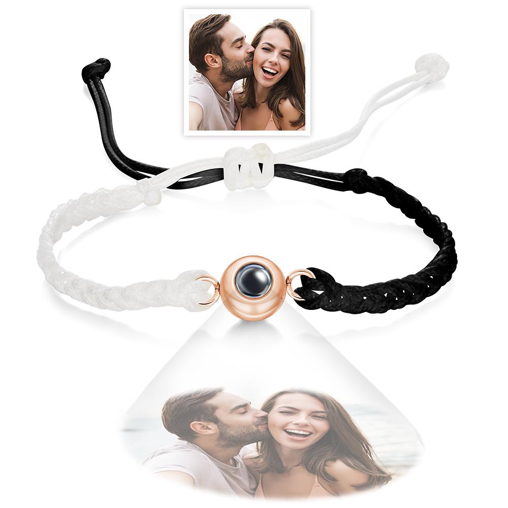 Custom Photo Projection Bracelet Black and White Colorblock Bracelet Creative Gift-Blongser