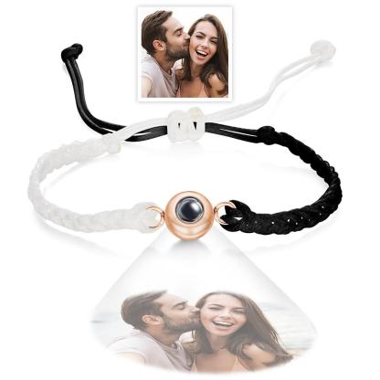Custom Photo Projection Bracelet Black and White Colorblock Bracelet Creative Gift-Blongser