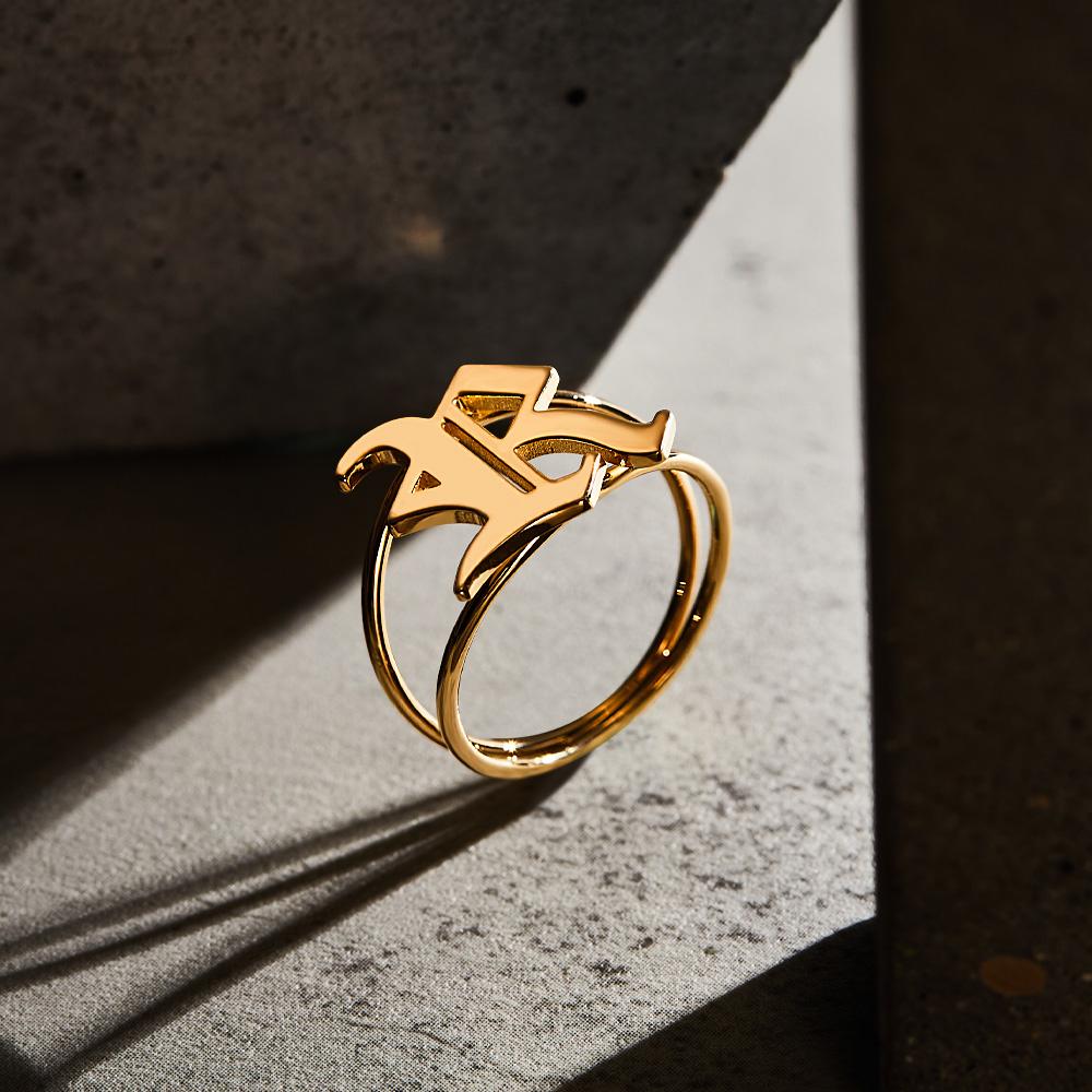 Old English Initial Custom Gothic Ring Personalized gift Ring-Blongser