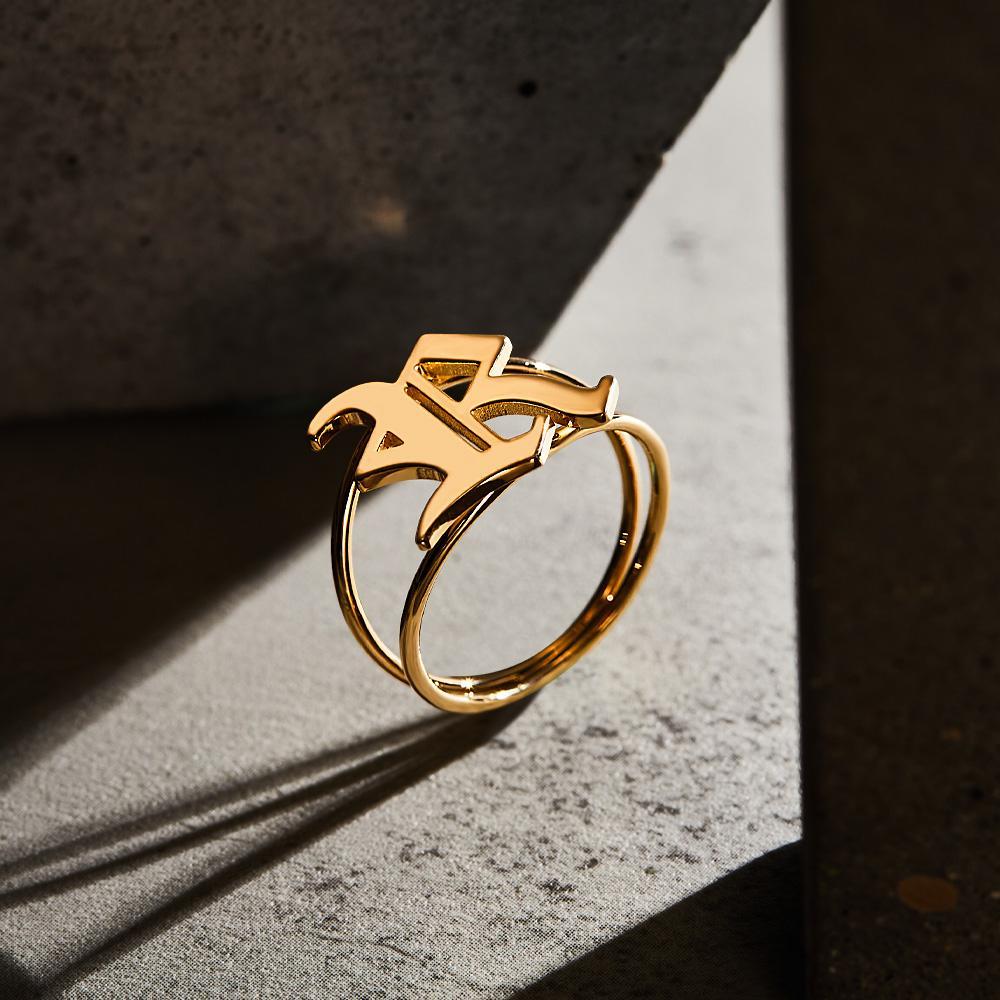 Old English Initial Custom Gothic Ring Personalized gift Ring-Blongser