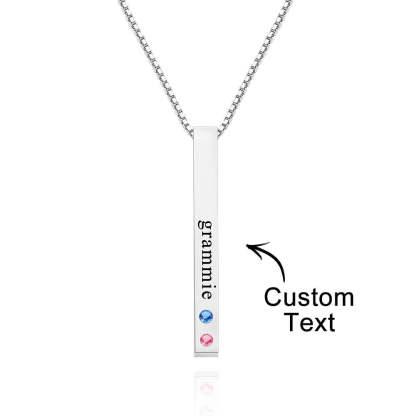 Custom Engraved Birthstone Necklace Bar Simple Gifts-Blongser